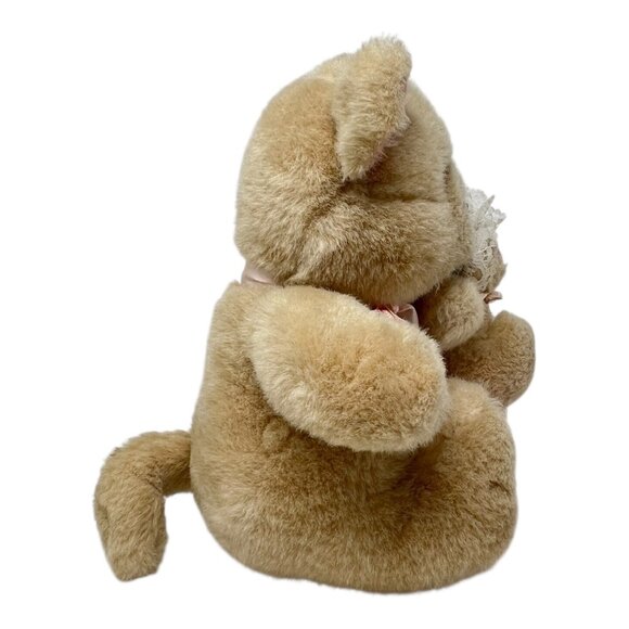 Sugar Loaf Mother Baby Pig Plush Stuffed Animal Pink Lace Polka Dot Dress Vtg - Picture 4 of 9